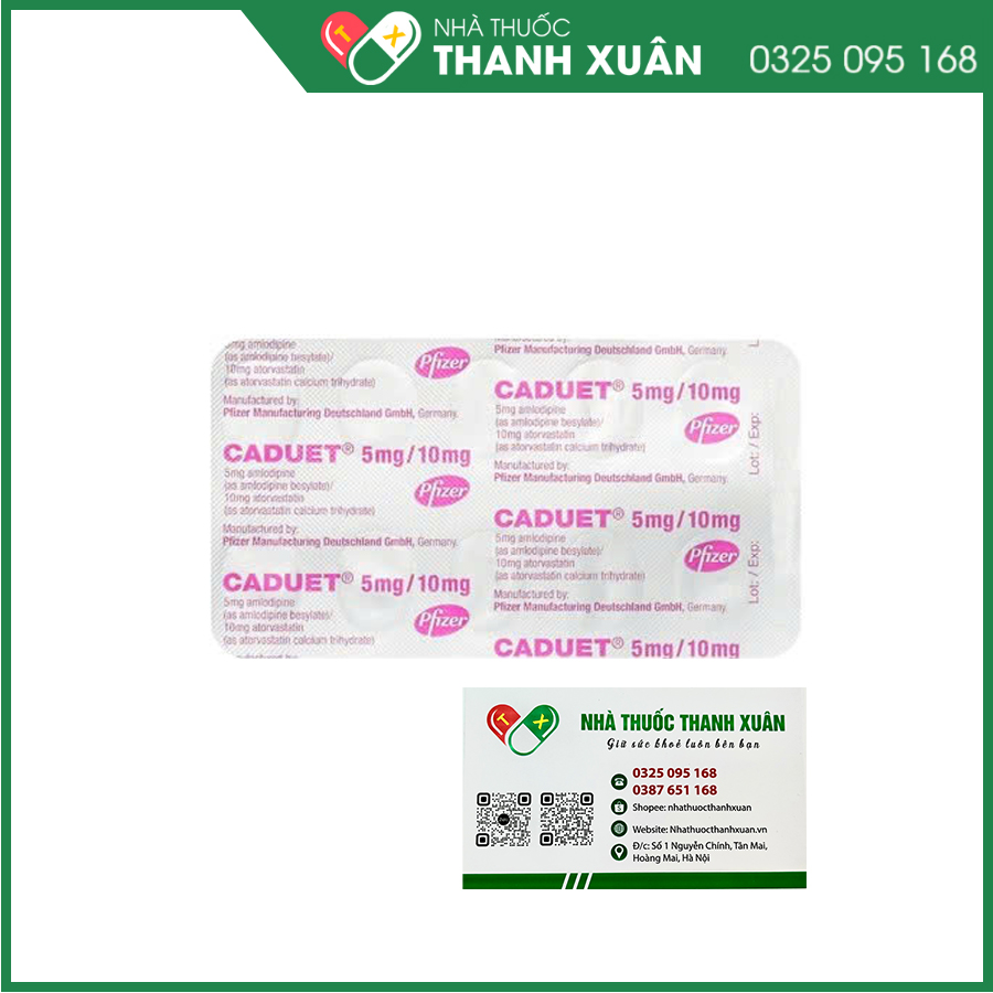 Caduet 5mg/10mg thuốc điều trị tăng huyết áp ở bệnh nhân cần điều trị bằng cả amlodipine và atorvastatin